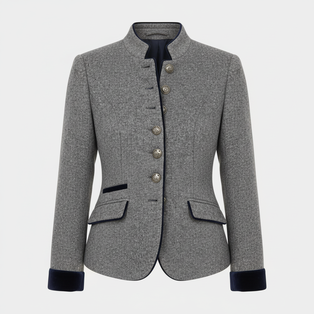 Heidi | Elegante, Schmal Geschnittene Damenjacke mit Stehkragen und Kontrastdetails 1