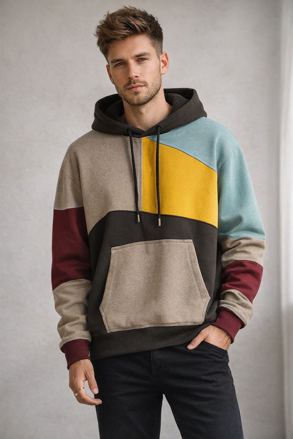 Heidi | Lässiger Color-Block Hoodie Damen mit Kapuze und Kängurutasche 3