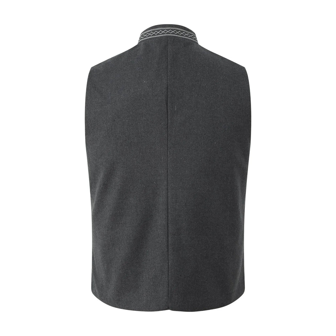 Heiko | Elegante Herren Weste Schwarz – Schmal Geschnittene Trachtenweste mit Stickerei 2