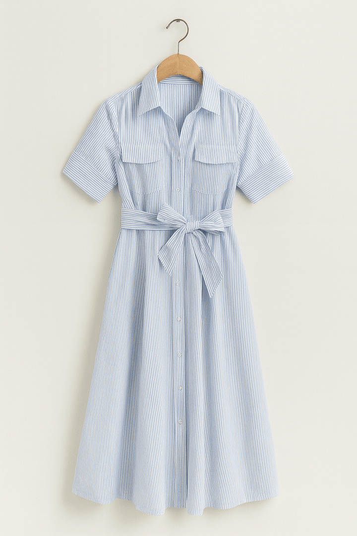 Hemdblusenkleid Damen | Taillengürtel & Figurbetonte Linie