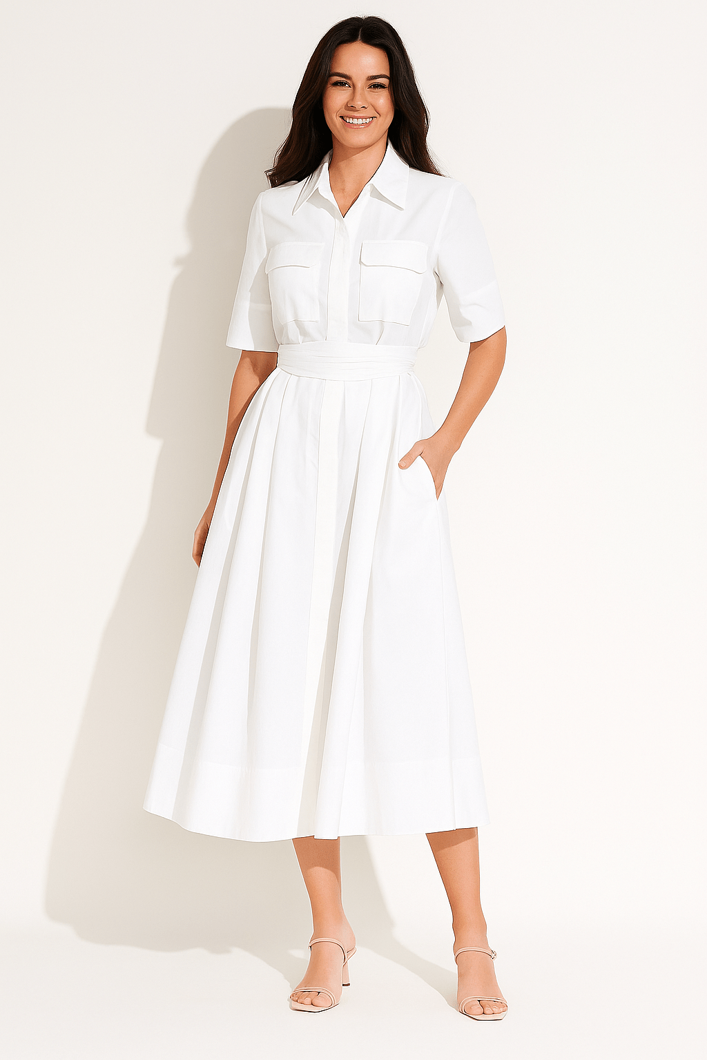 Hemdblusenkleid Damen | Taillengürtel & Figurbetonte Linie