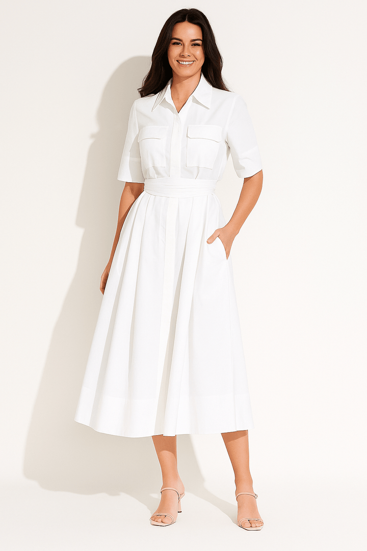 Hemdblusenkleid Damen | Taillengürtel & Figurbetonte Linie