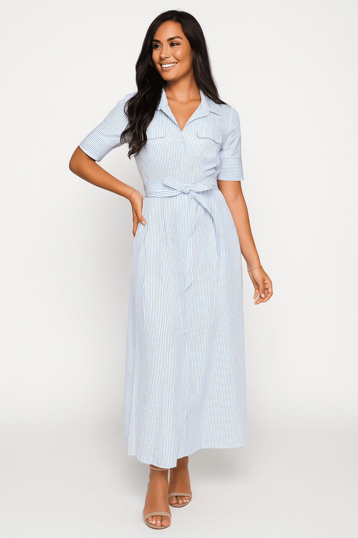 Hemdblusenkleid Damen | Taillengürtel & Figurbetonte Linie