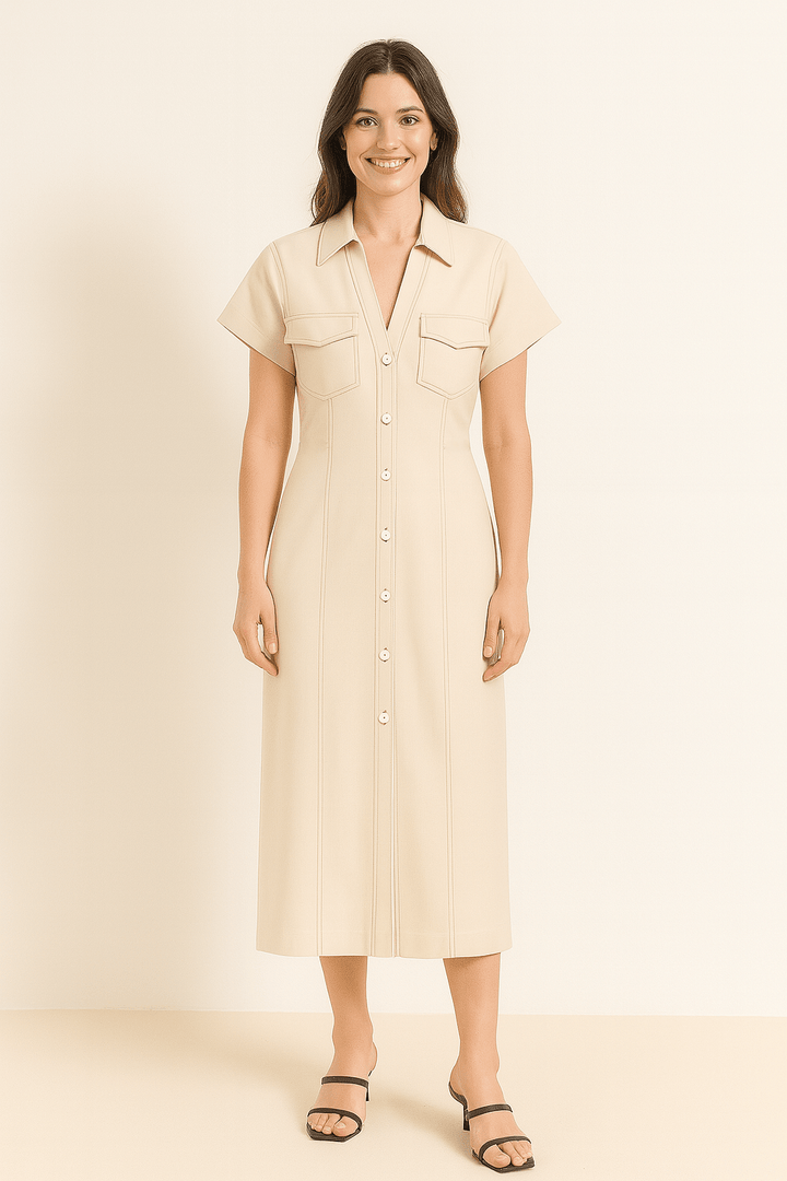 Hemdkleid Damen | Hemdkragen & Durchgehende Knopfleiste