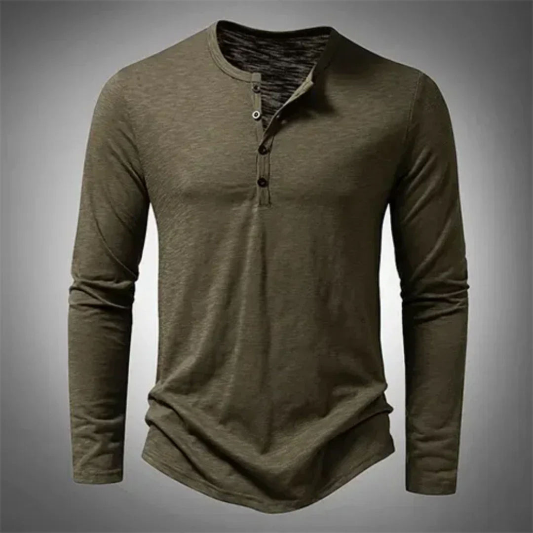 Herren Henley-Shirt langarm mit Knopfleiste