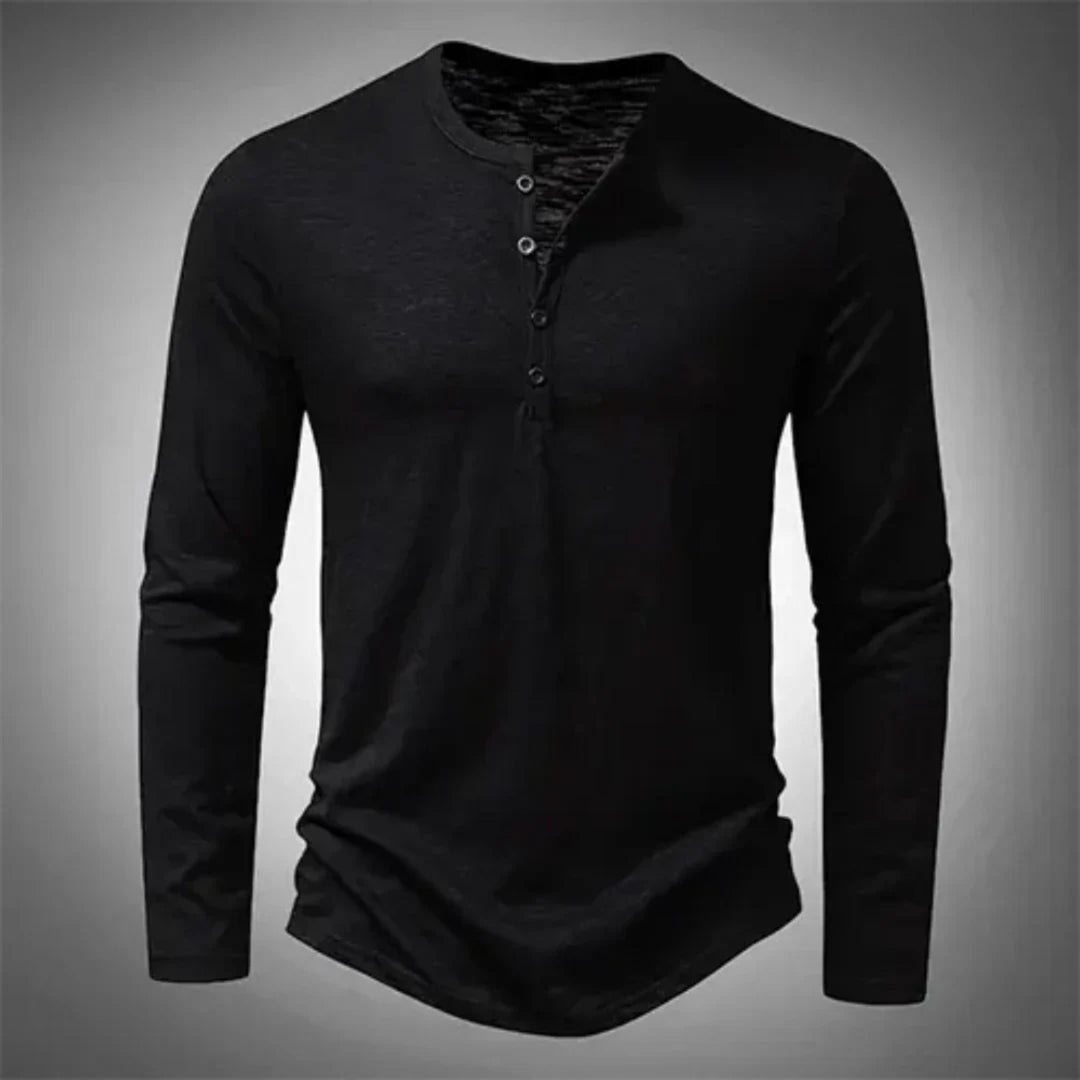 Herren Henley-Shirt langarm mit Knopfleiste
