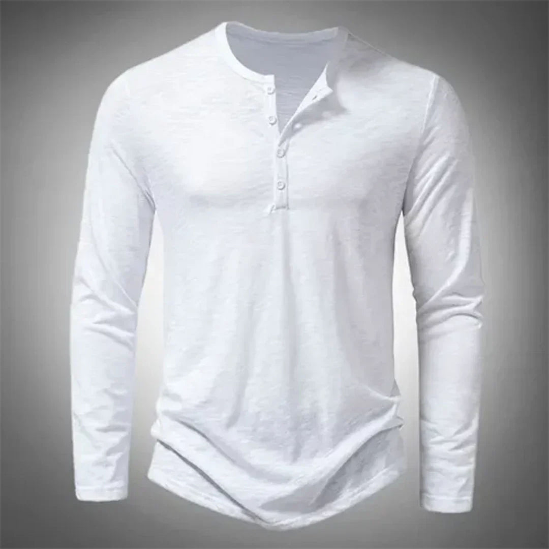 Herren Henley-Shirt langarm mit Knopfleiste