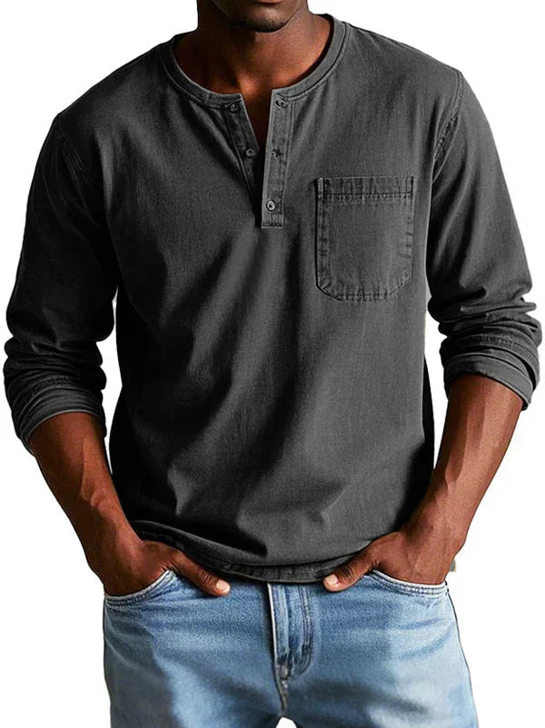 Liam – Men Long Sleeve Henley Shirt - Image 5