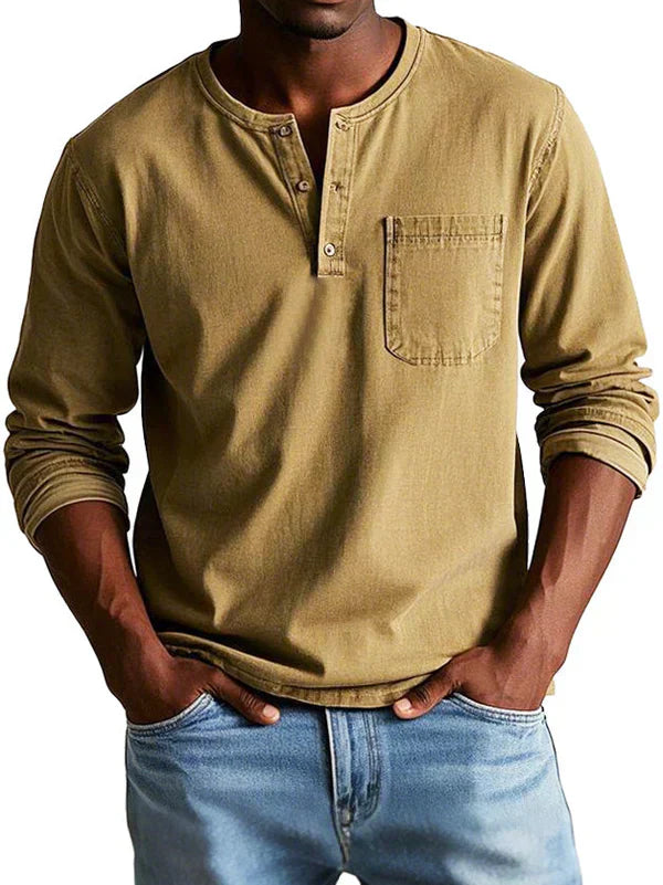 Liam – Men Long Sleeve Henley Shirt - Image 7