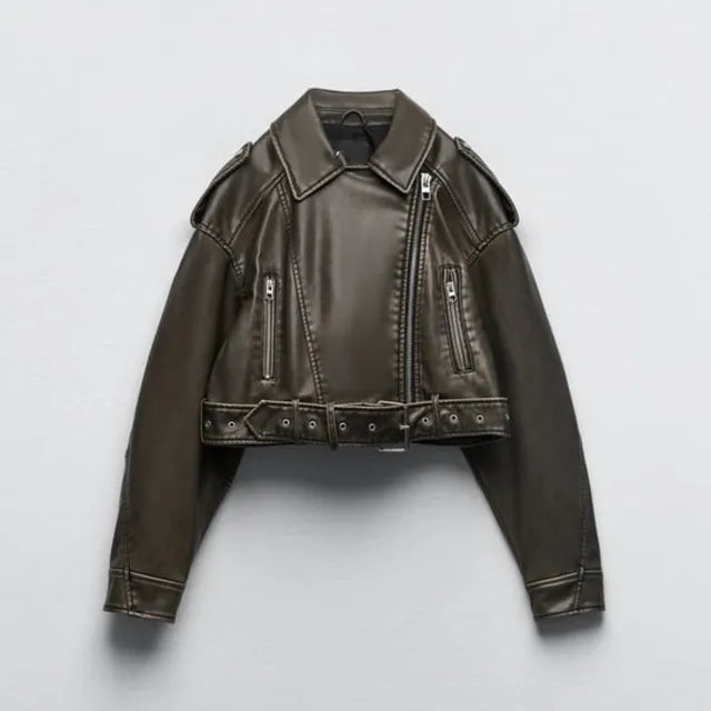 Lena | Moderne Damen Bikerjacke mit Gürtel