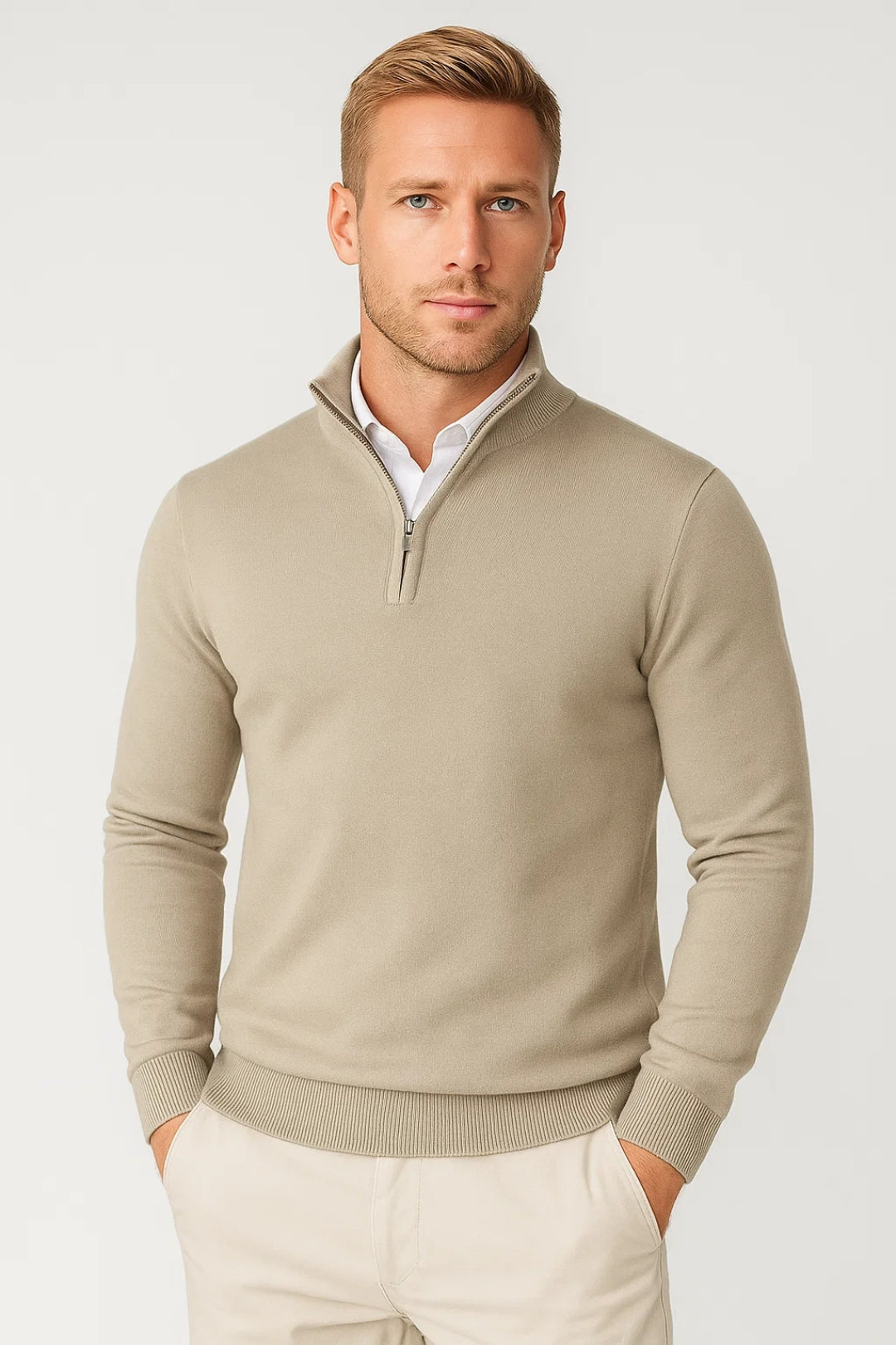 Markus  | Herren Pullover mit Halbreißverschluss und Stehkragen