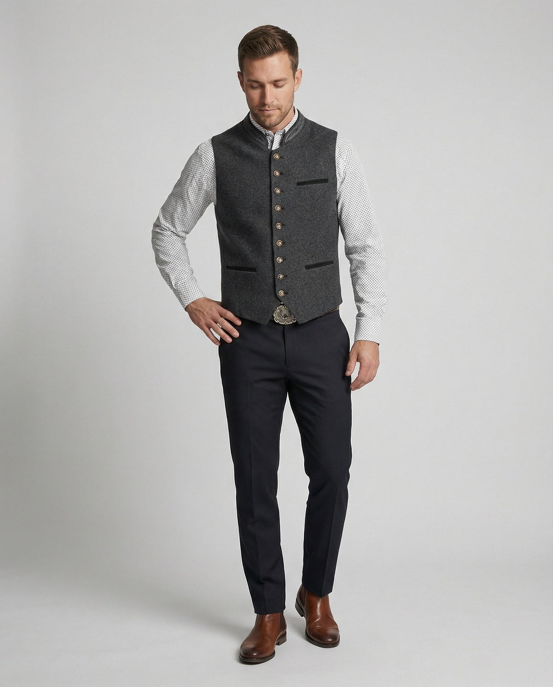 Hermann | Elegante, Taillierte Herrenweste in Grau für Festliche Anlässe 3