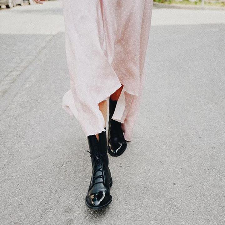 Schnürstiefeletten aus Leder für Damen