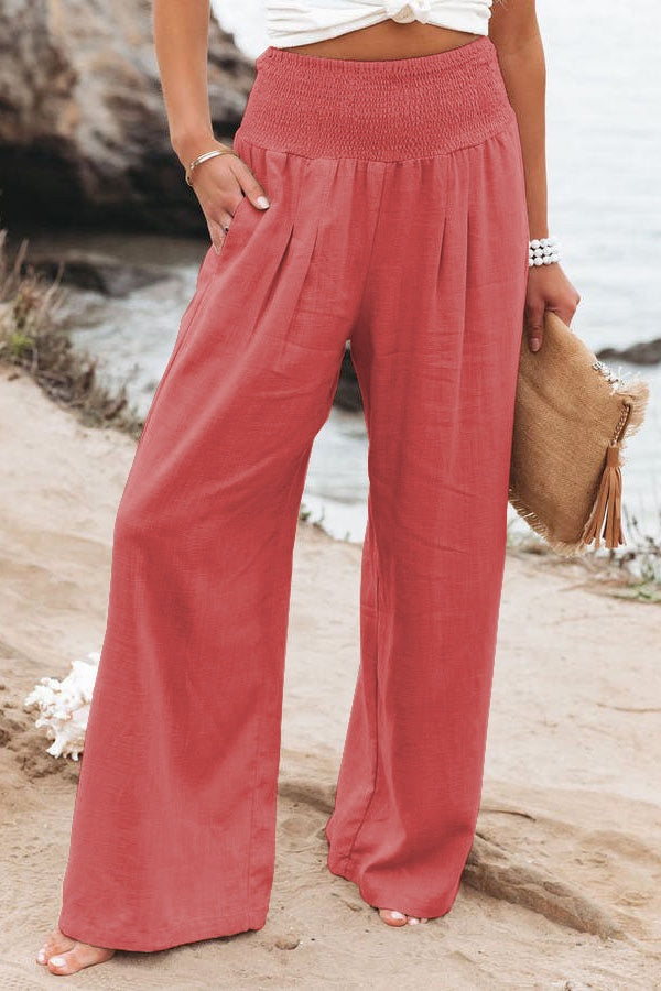 Hoch taillierte Hose Damen weites Bein