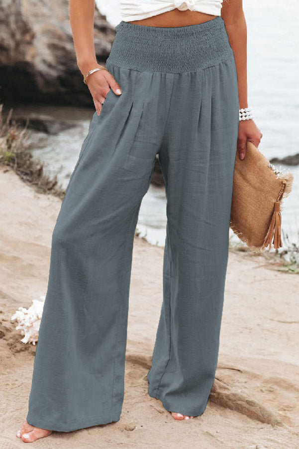 Hoch taillierte Hose Damen weites Bein