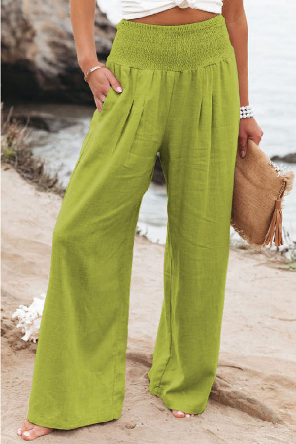 Hoch taillierte Hose Damen weites Bein