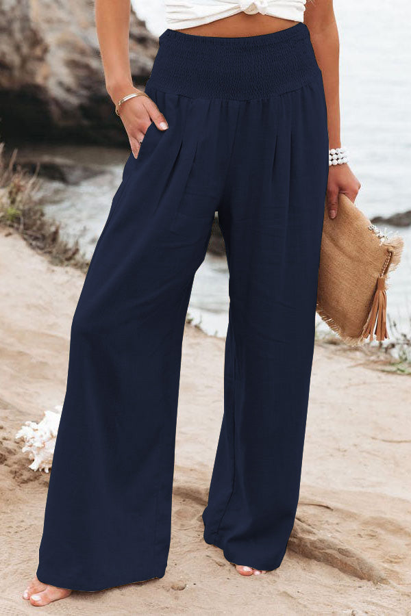 Hoch taillierte Hose Damen weites Bein