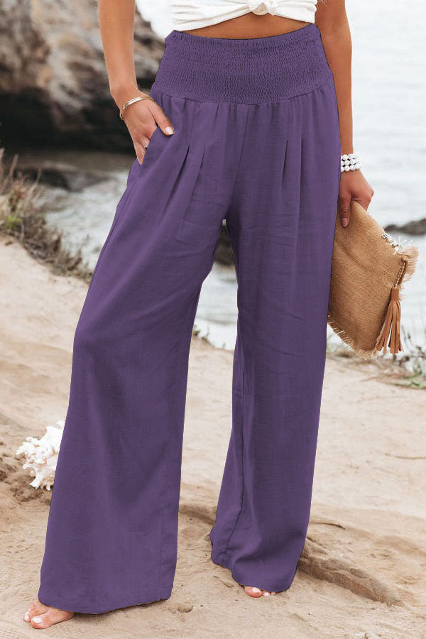 Hoch taillierte Hose Damen weites Bein