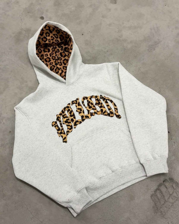 Hoodie Damen | Leoparden-Frontapplikation & Kängurutasche