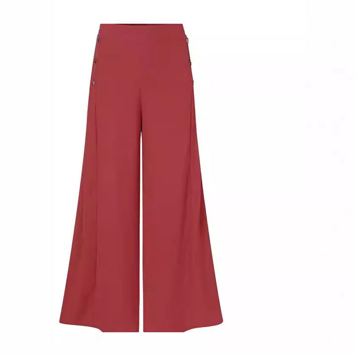 Hose Damen | Weite Palazzo-Hose mit Knopfdetails