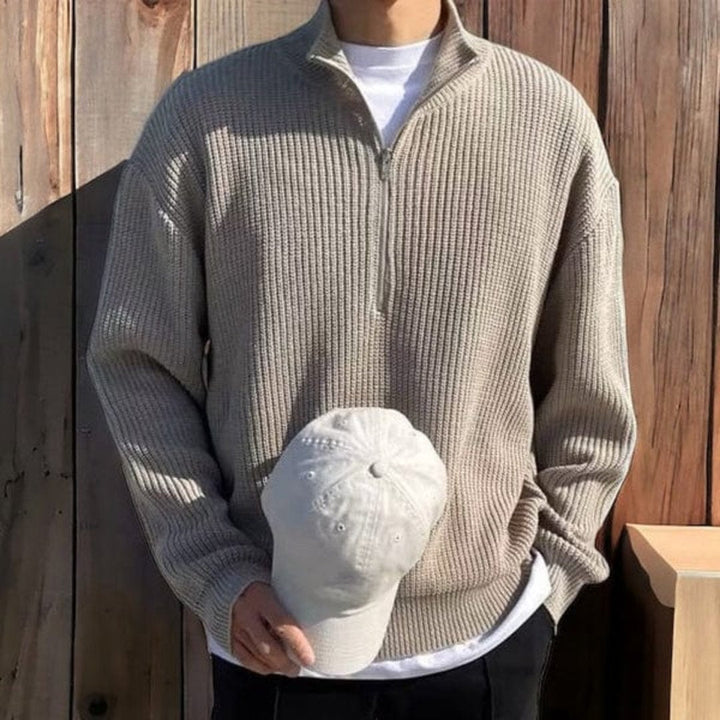 Halbzip Pullover | Strukturierter Schnitt mit Stehkragen