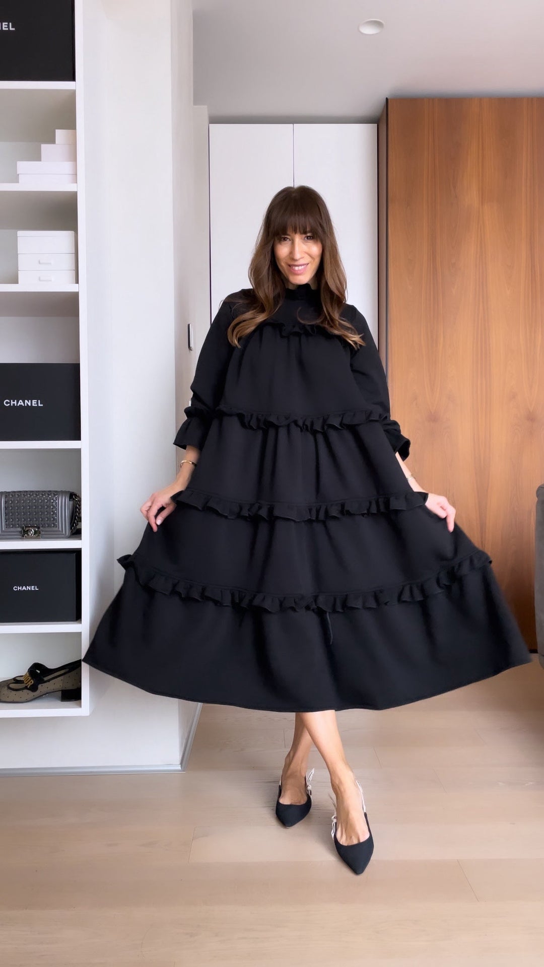 Damenkleid aus ägyptischer Baumwolle, schwarz