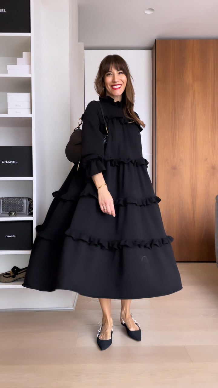 Damenkleid aus ägyptischer Baumwolle, schwarz