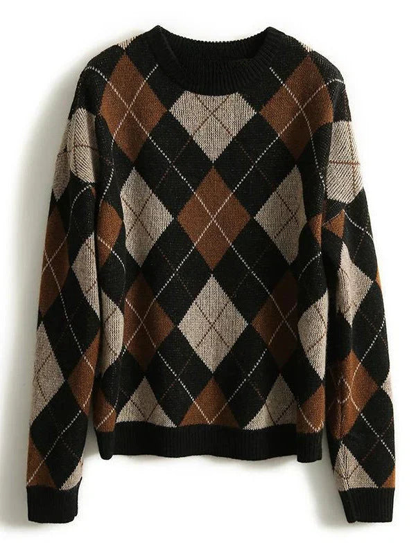 Isabella - Damen Argyle Wollpullover
