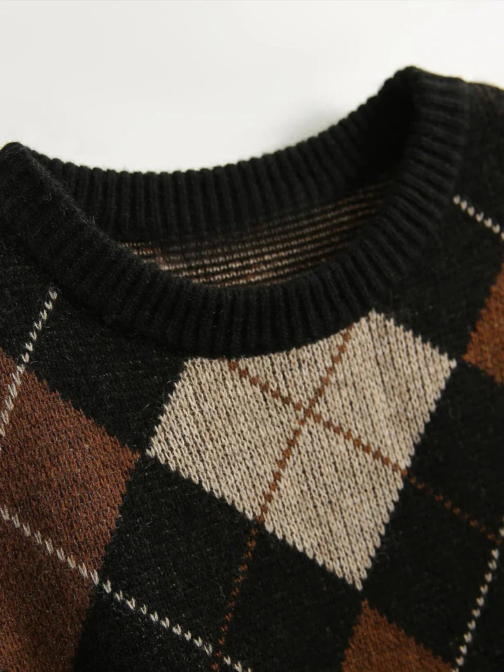 Isabella - Damen Argyle Wollpullover