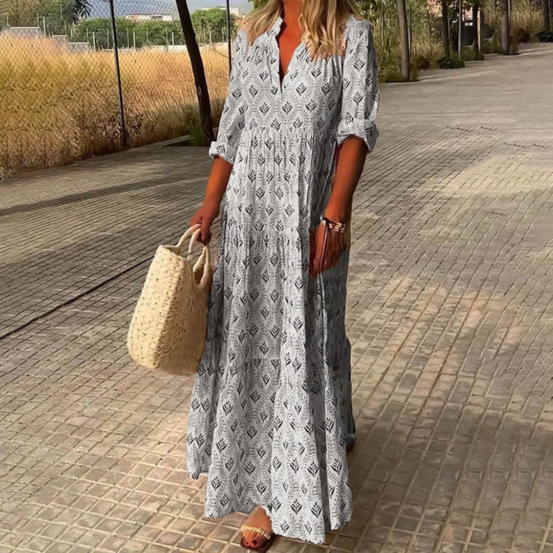 Mia | Elegantes Boho-Maxikleid mit fließender Silhouette