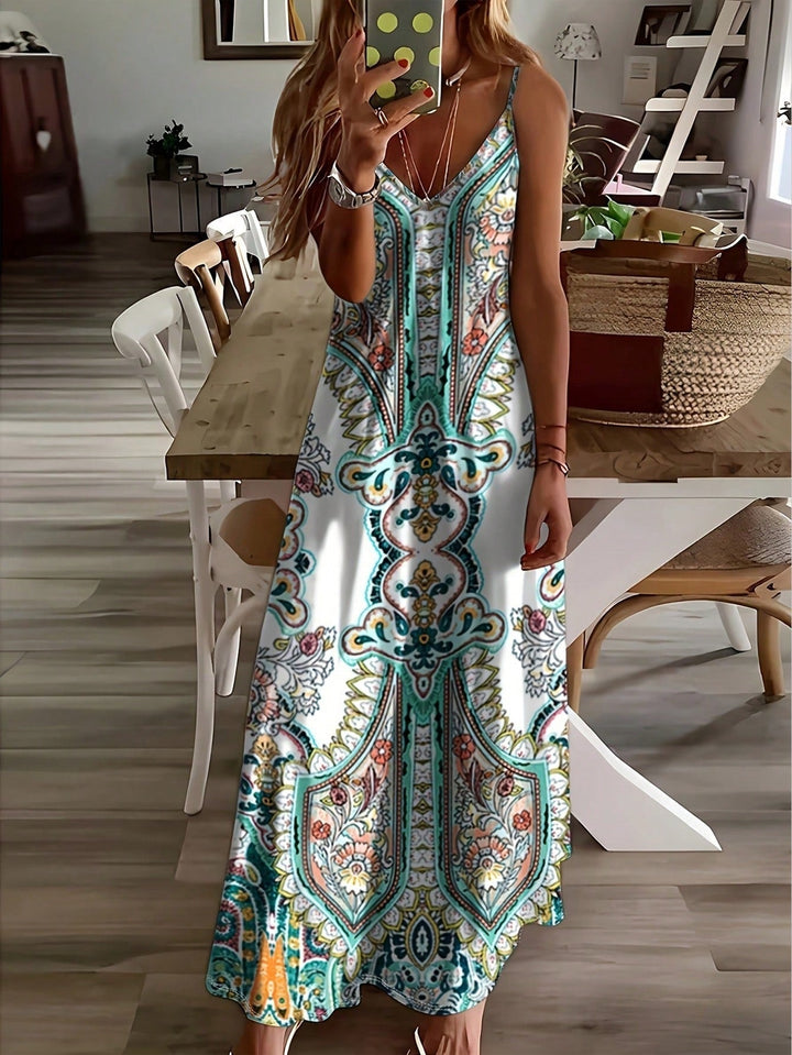 Ivy | Elegantes, Fließendes Damen Maxikleid im Sommer mit V-Ausschnitt 5