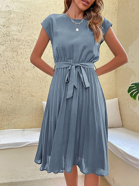 Sophie – Kurzärmeliges plissiertes lässiges Minikleid für den Sommer 2026