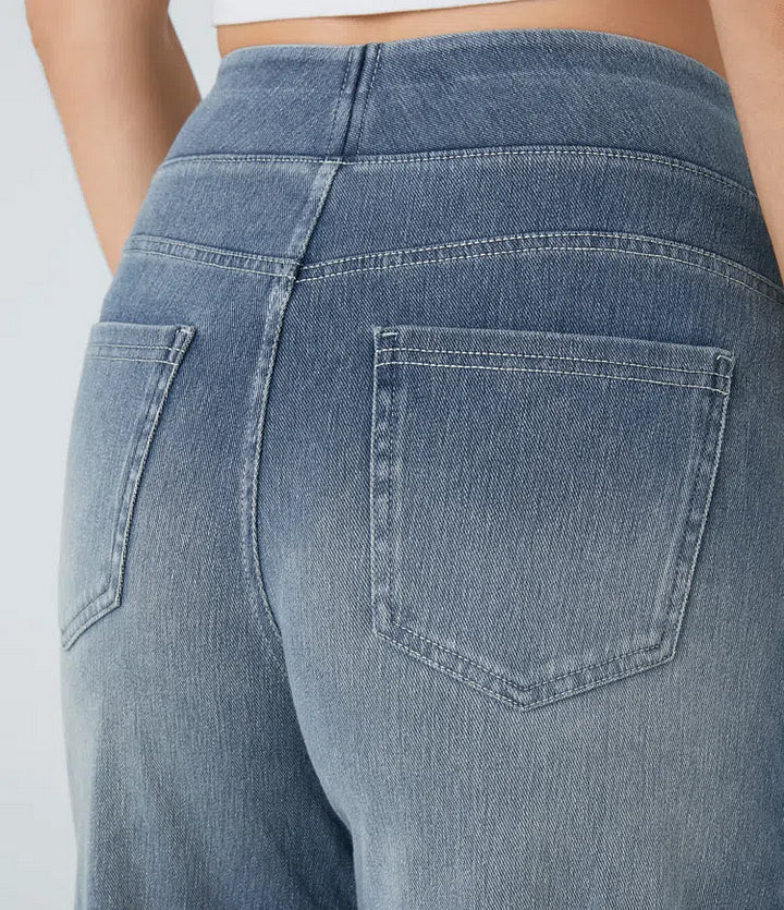 Jeans Damen High Waist | Weites Bein & Elastischer Bund