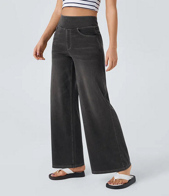 Jeans Damen High Waist | Weites Bein & Elastischer Bund