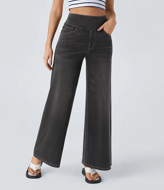 Jeans Damen High Waist | Weites Bein & Elastischer Bund
