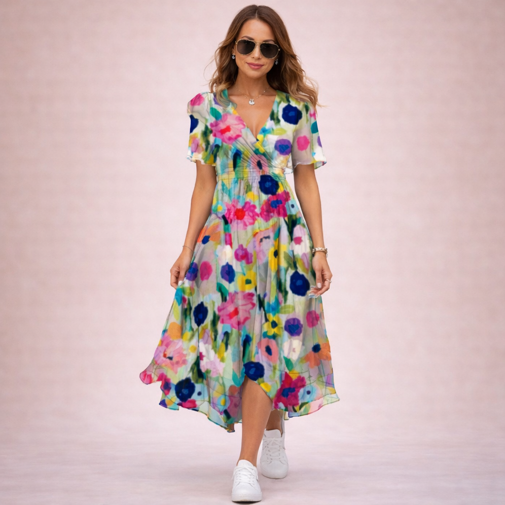 Hanna | Elegantes und stilvolles V-Ausschnitt Sommerkleid