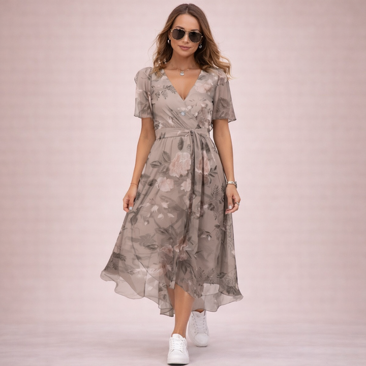 Hanna | Elegantes und stilvolles V-Ausschnitt Sommerkleid