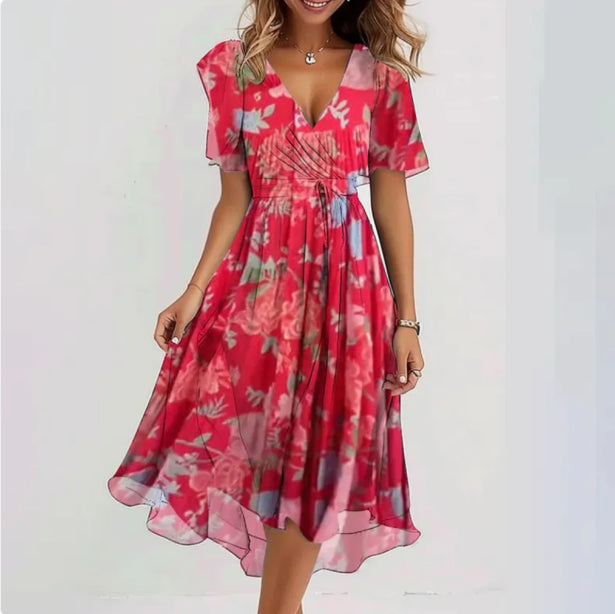 Hanna | Elegantes und stilvolles V-Ausschnitt Sommerkleid