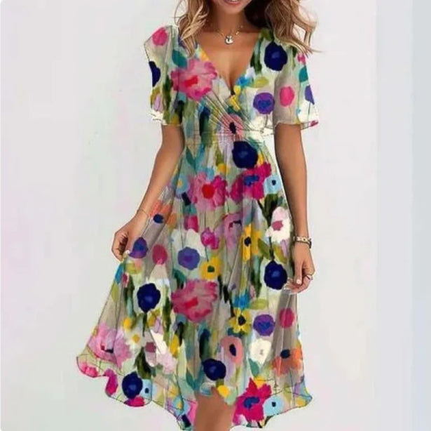 Hanna | Elegantes und stilvolles V-Ausschnitt Sommerkleid