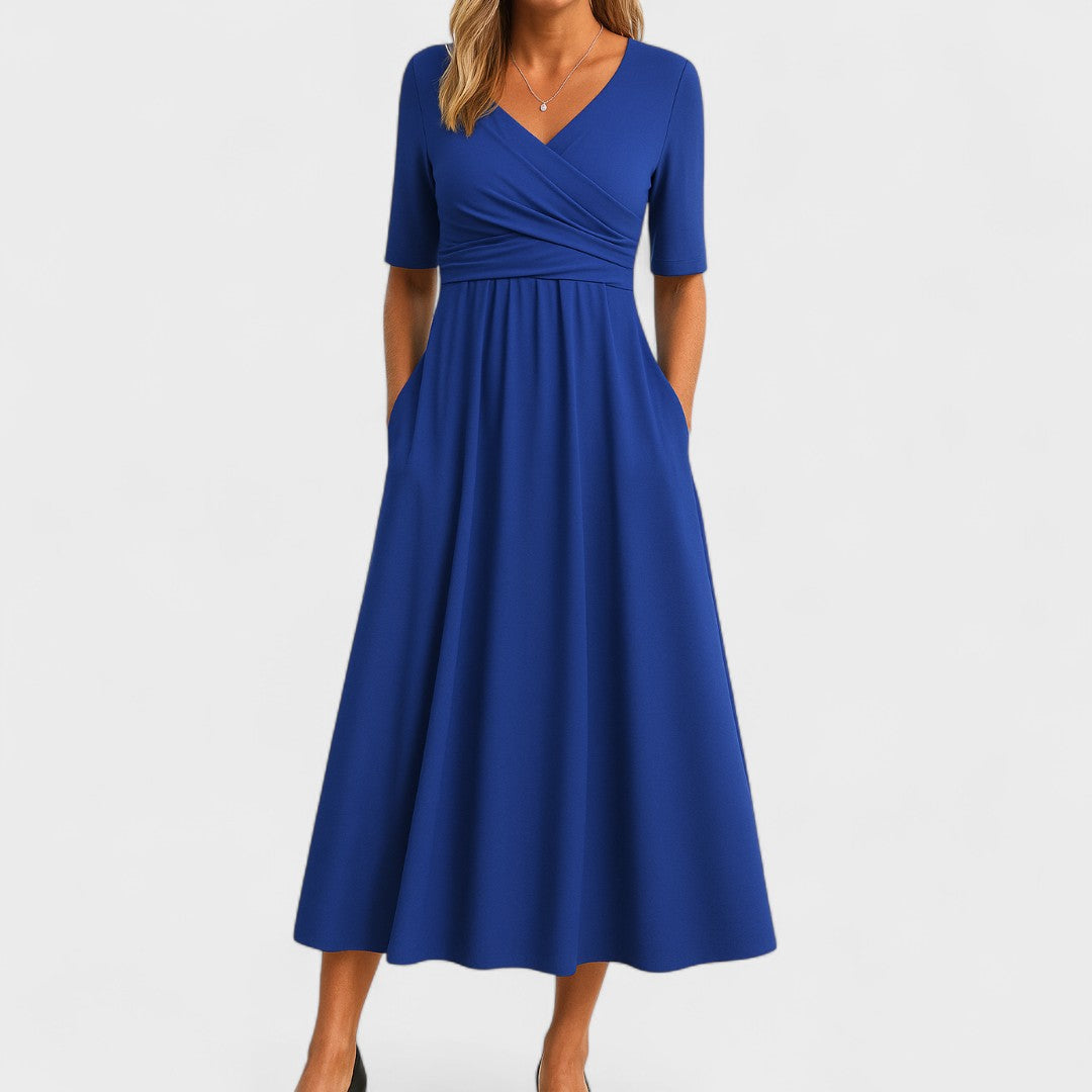 Elsa | Damen Kleid im Wickelstil mit V-Ausschnitt