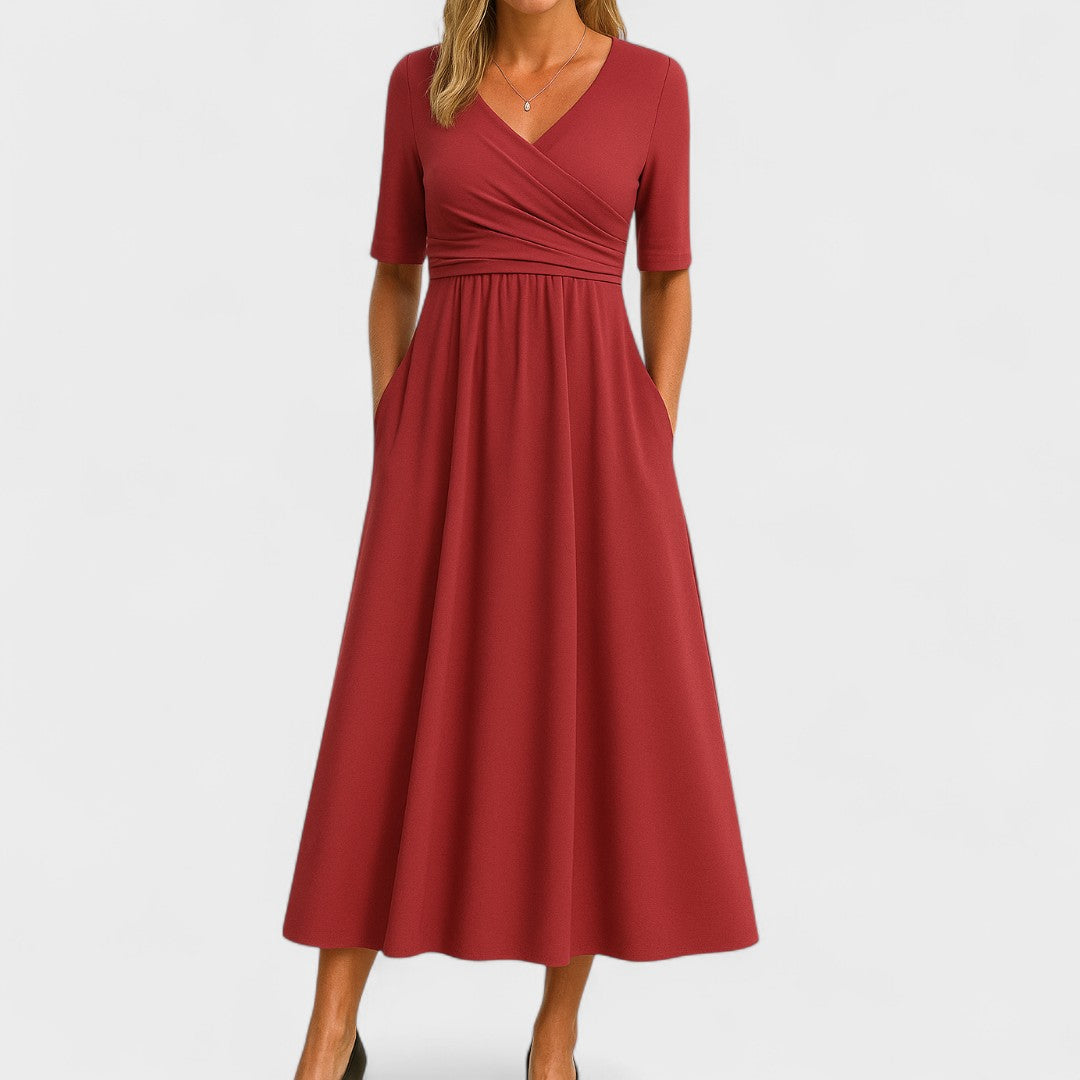 Sommerkleid Damen Midi V-Ausschnitt