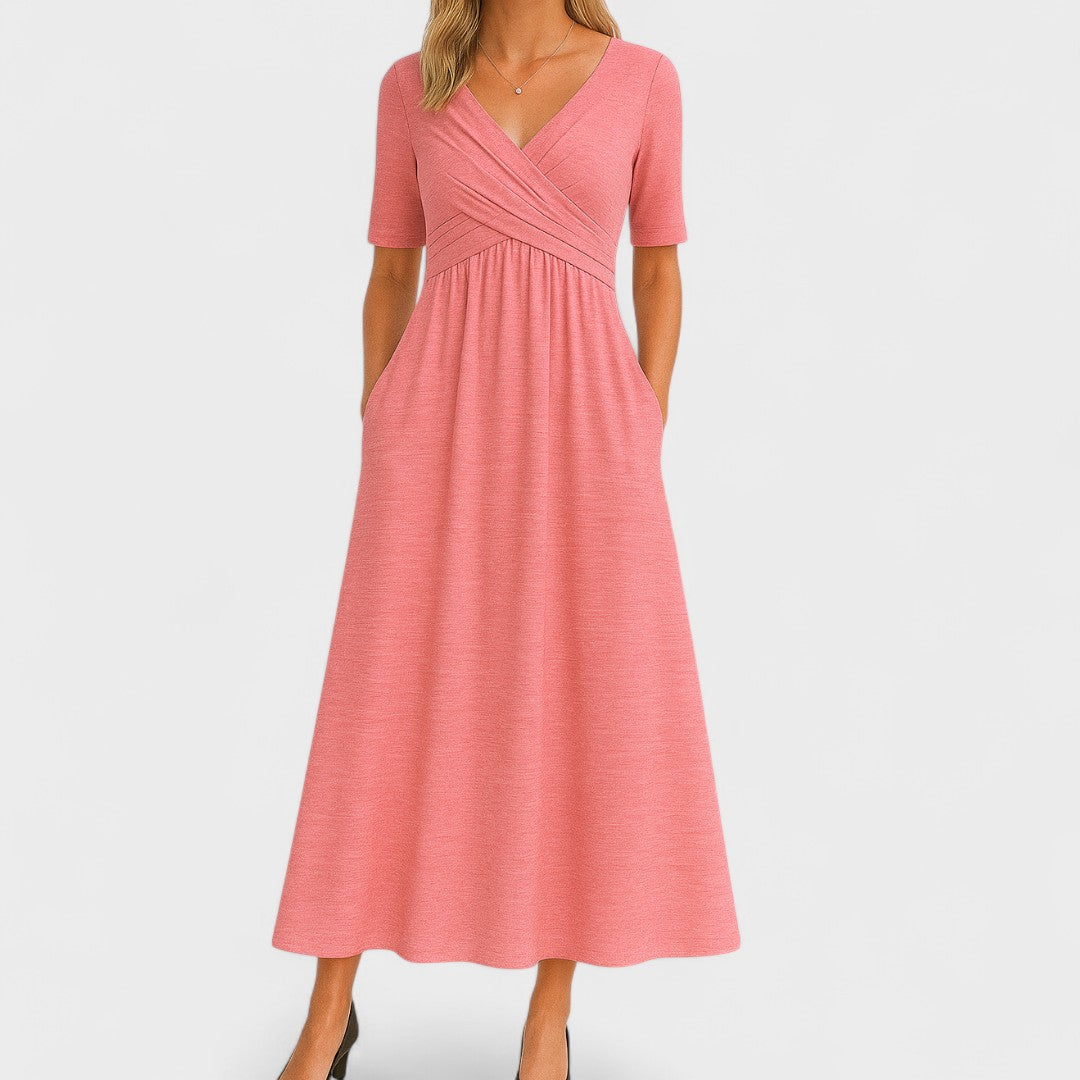 Sommerkleid Damen Midi V-Ausschnitt