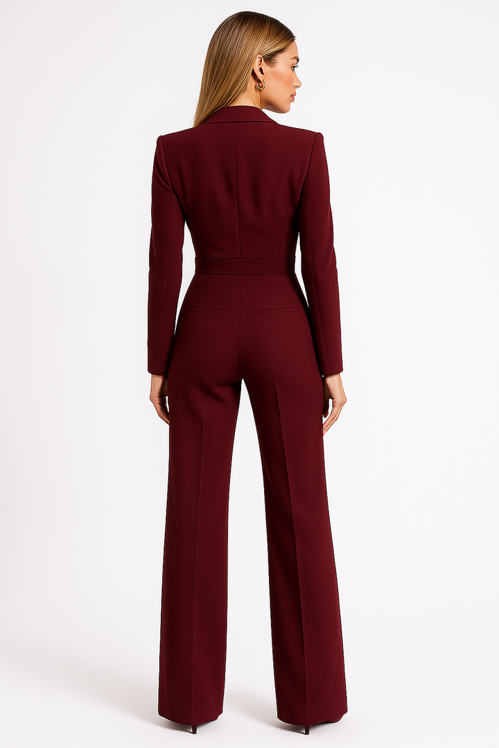 Jumpsuit Damen Wickeloptik | Tailliert & figurstreckendes weites Bein