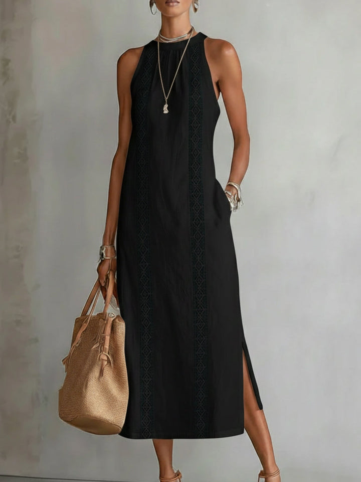 Juna | Atmungsaktives, Elegantes & Bequemes Damenkleid aus Leinen – Midi-Kleid mit Stehkragen 8