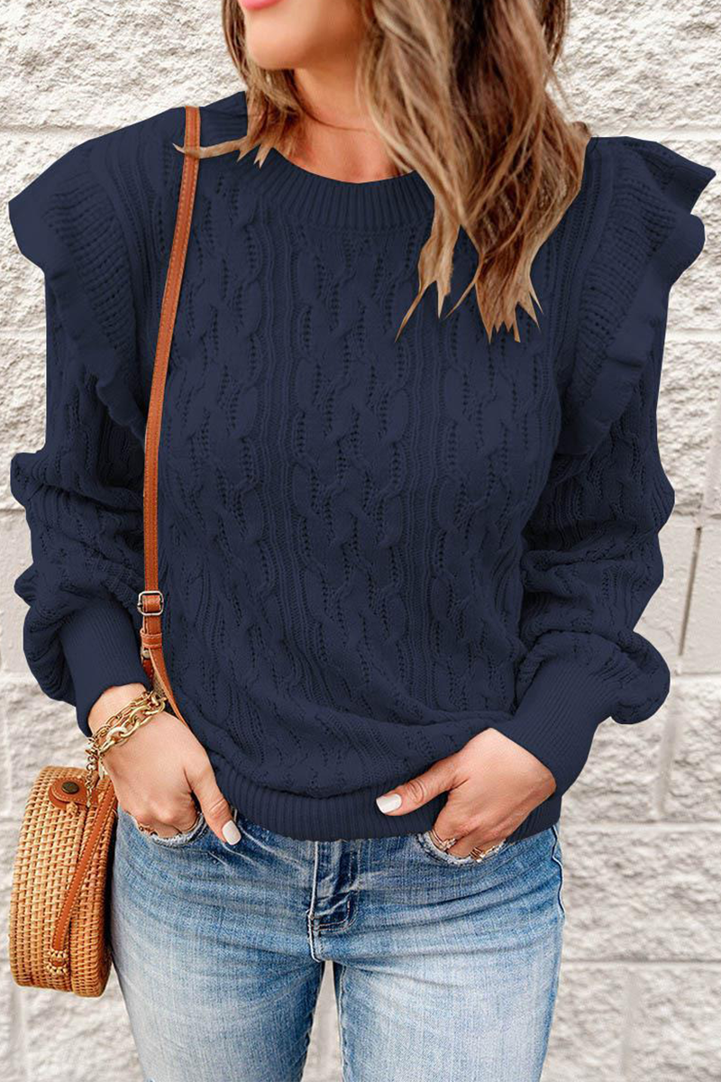 Kalya - lässiger einfarbiger Patchwork Pullover