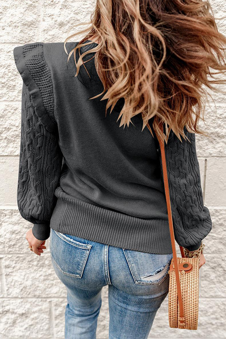 Kalya - lässiger einfarbiger Patchwork Pullover