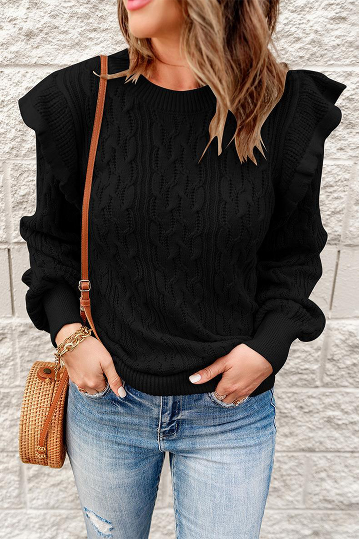 Kalya - lässiger einfarbiger Patchwork Pullover