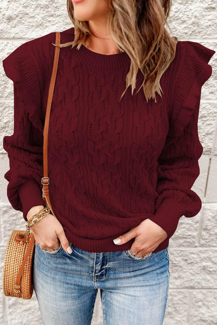 Kalya - lässiger einfarbiger Patchwork Pullover