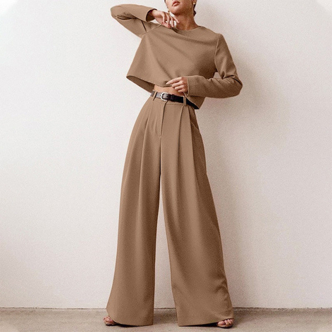 Hosen-Set Damen mit Croptop weites Bein