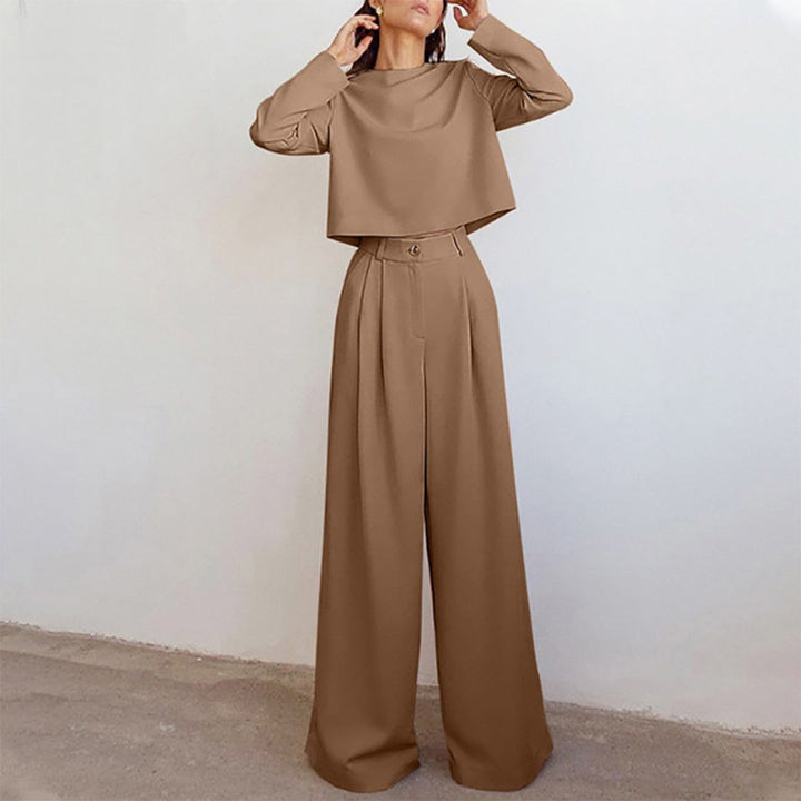 Hosen-Set Damen mit Croptop weites Bein